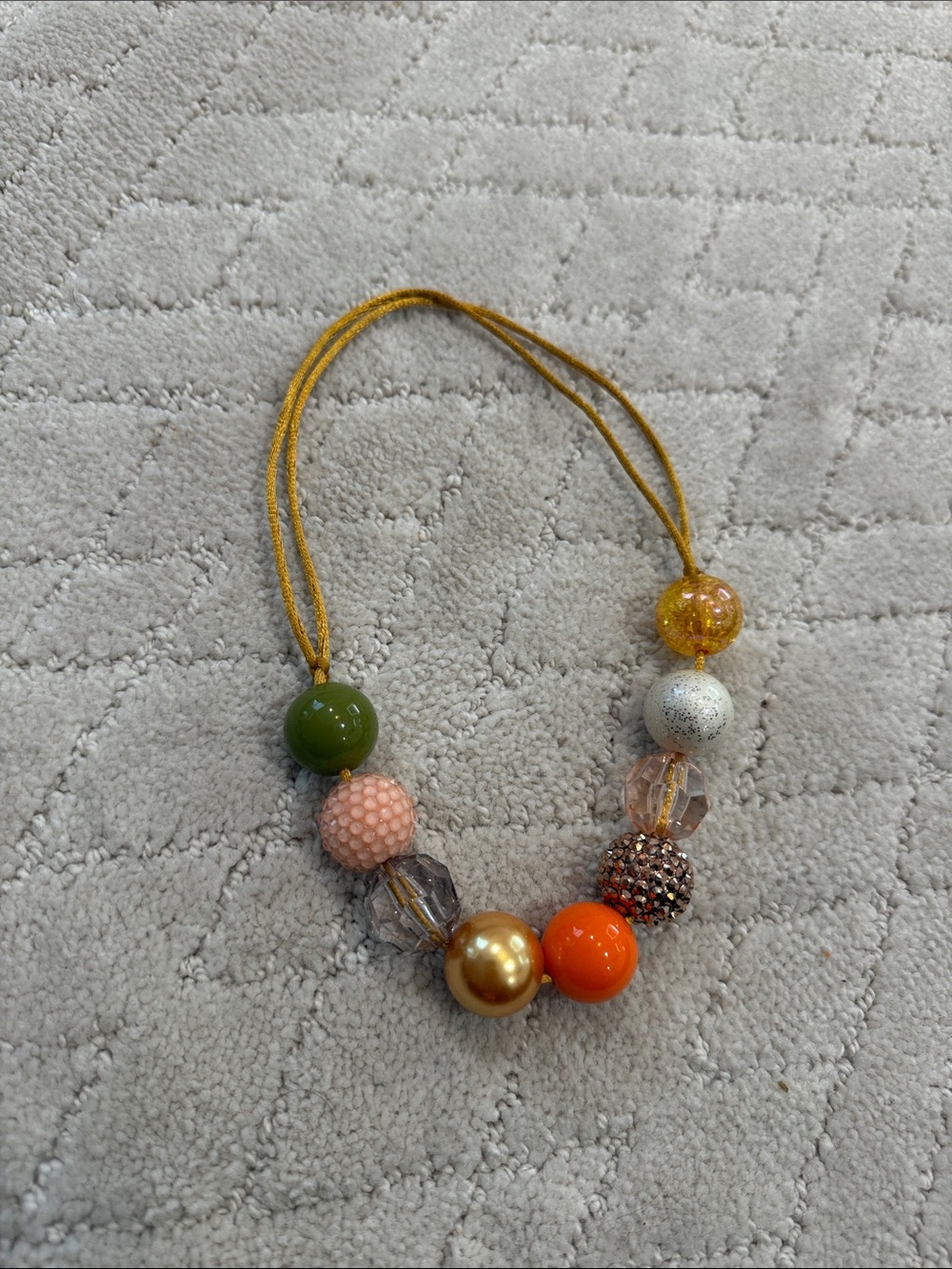 Kids Beaded Necklace in Green, Pink, Gold, Orange - Brand Unknown